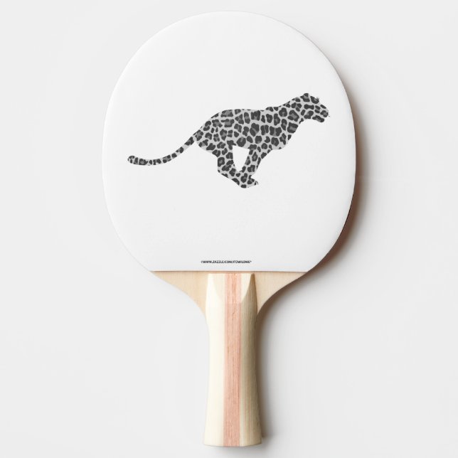 Leopard Gray and Light Gray Silhouette Tischtennis Schläger (Vorderseite)