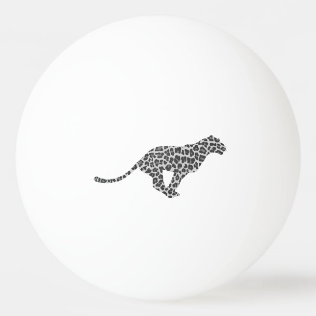 Leopard Gray and Light Gray Silhouette Tischtennisball (Vorderseite)