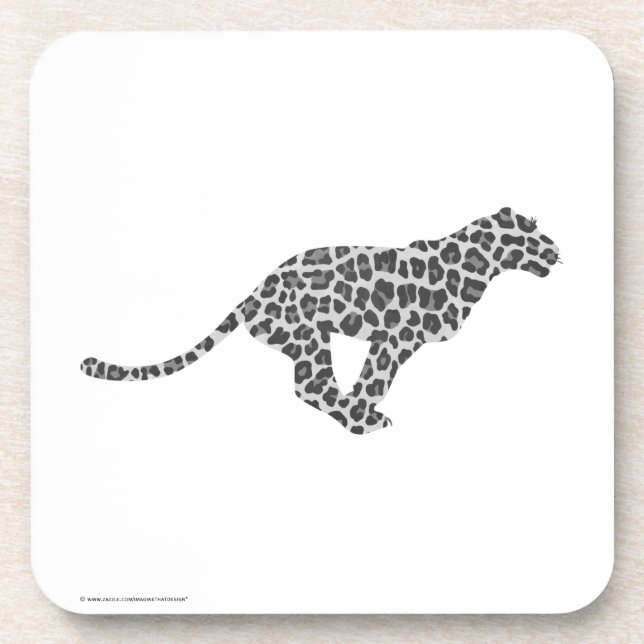 Leopard Gray and Light Gray Silhouette Untersetzer (Vorderseite)