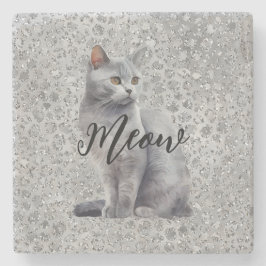 Leopard Gray Meow Kitty Cat Steinuntersetzer