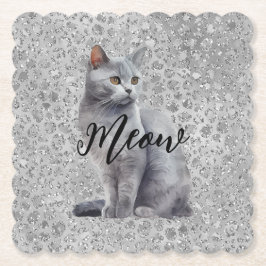 Leopard Gray Meow Kitty Cat Untersetzer