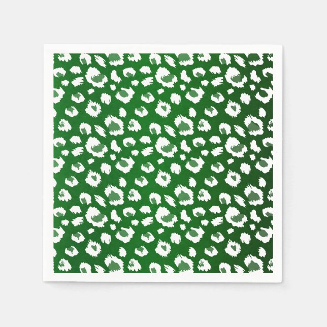 Leopard Green Animal Print Muster Party Serviette (Vorderseite)