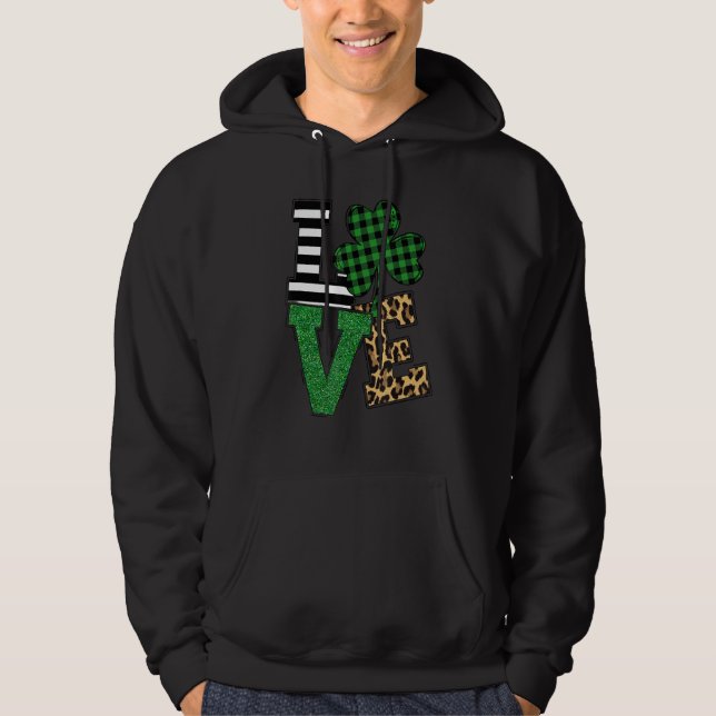 Leopard & Green Buffalo Karierte Liebe St Patrick' Hoodie (Vorderseite)