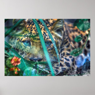 LEOPARD GREEN EYES GAZER POSTER
