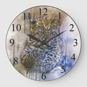 Leopard Große Wanduhr