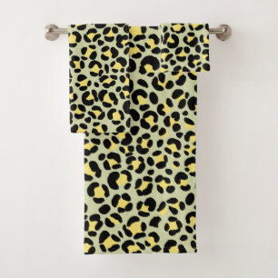 Leopard Grün Gelb Schwarz Badhandtuch Set