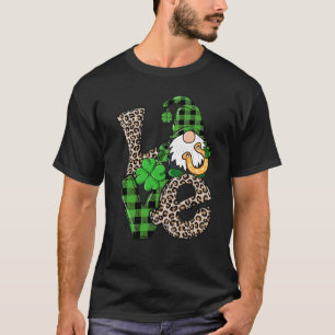 Leopard Grüne Karierte LIEBE mit Kleeblatt St Pa T-Shirt