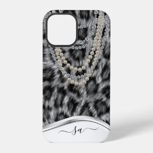 Leopard Handschrift Name Perlen Diamant Halskette iPhone 12 Pro Hülle