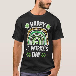 Leopard Happy St Patricks Day Rainbow Niedlich Wom T-Shirt