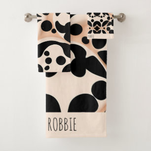 Leopard Haut Beige Flora Modernes Mosaikmuster Badhandtuch Set