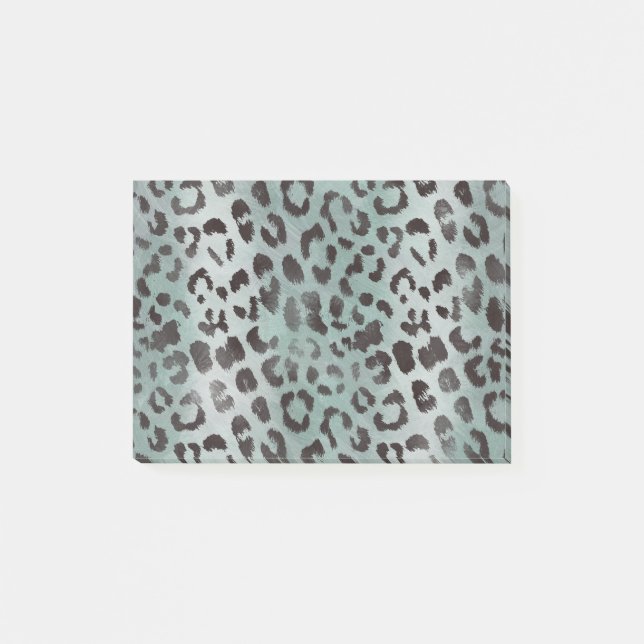 Leopard-Haut in der Mandarine Blaues Meer Post-it Klebezettel (Vorderseite)