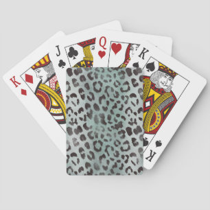 Leopard-Haut in der Mandarine Blaues Meer Spielkarten
