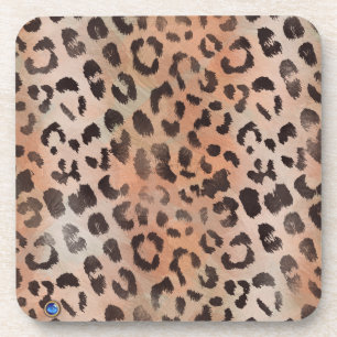 Leopard Haut in Mandarine Apricot Getränkeuntersetzer