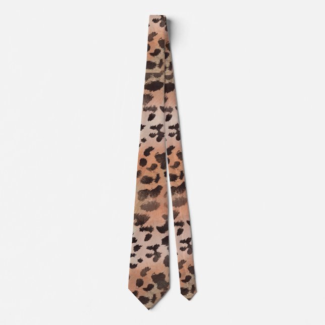 Leopard Haut in Mandarine Apricot Krawatte (Vorderseite)