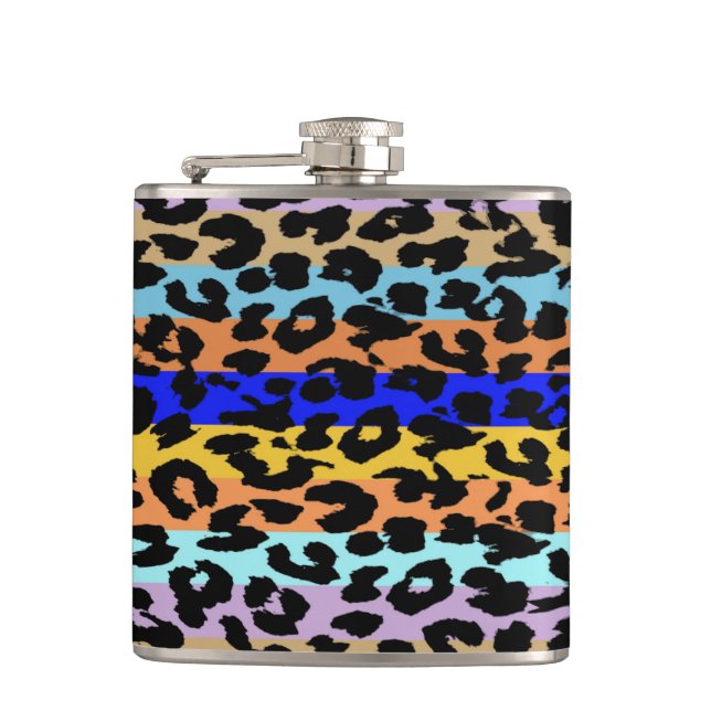 Leopard-Haut-Retro Muster 7 Flachmann (Vorderseite)