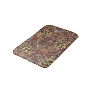 Leopard-Haut und Paisley-Druck Badematte