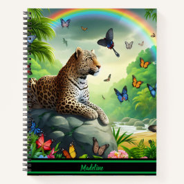 Leopard Haven: farbenfrohe tropische Umgebung Notizbuch