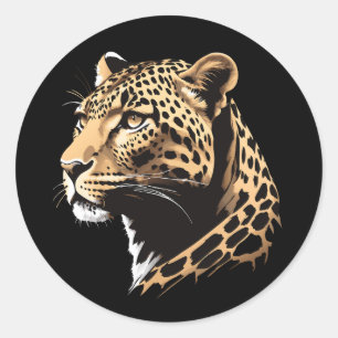 Leopard Head Runder Aufkleber