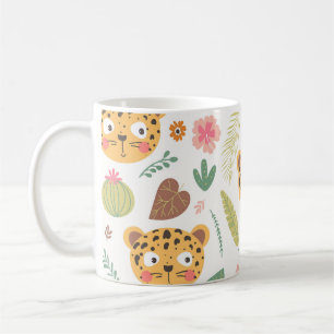 Leopard Head Tropische Pflanzen Muster Kaffeetasse