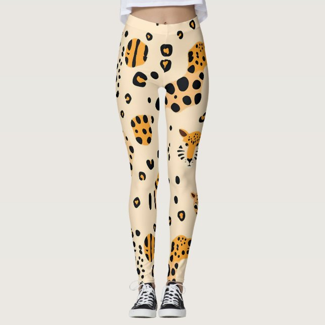 Leopard Heads Pattern Leggings (Vorderseite)