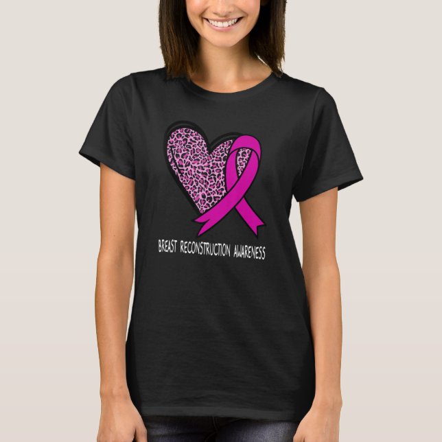 Leopard Heart Breast Reconstruction Awareness Pink T-Shirt (Vorderseite)