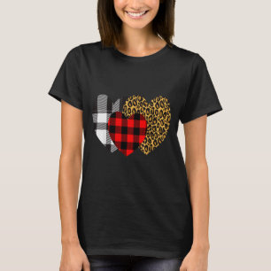 Leopard Heart Büffel Rot Schwarz Kariert Herz Vale T-Shirt