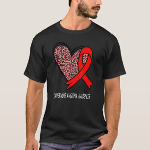 Leopard Heart Caverne Angioma Awareness Red Ribb T-Shirt