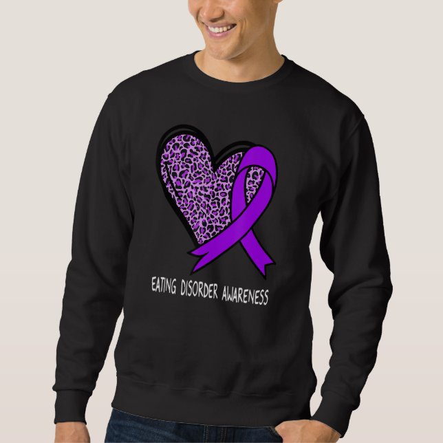 Leopard Heart Eating Disorder Awareness Purple Rib Sweatshirt (Vorderseite)