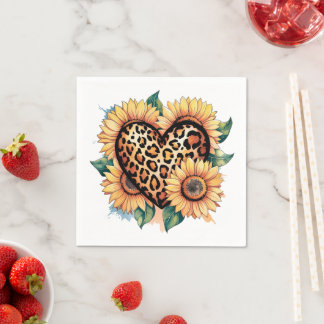 Leopard Heart Floral Serviette