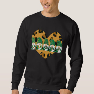 Leopard Heart Kariert Gnomes St Patricks Day Shamr Sweatshirt