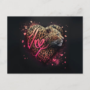 Leopard Heart Liebe Graffiti Art Postkarte