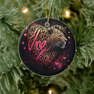 Leopard Heart Love Graffiti-Kunst Keramik Ornament