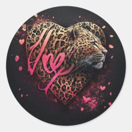 Leopard Heart Love Graffiti-Kunst Runder Aufkleber