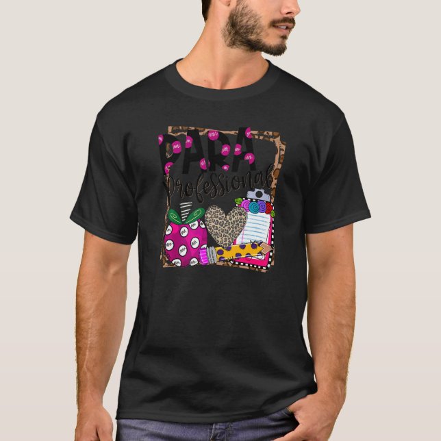 Leopard Heart Para Beruflich Teacher Zurück zu S T-Shirt (Vorderseite)