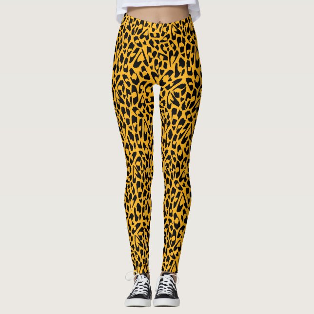 Leopard heart print yellow leggings (Vorderseite)