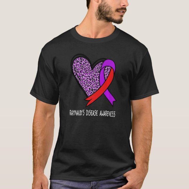 Leopard Heart Raynaudu2019s Disease Awareness Purp T-Shirt (Vorderseite)