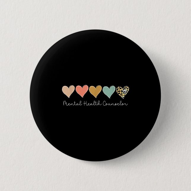 Leopard Hearts Valentine's Day For Mental Health C Button (Vorderseite)