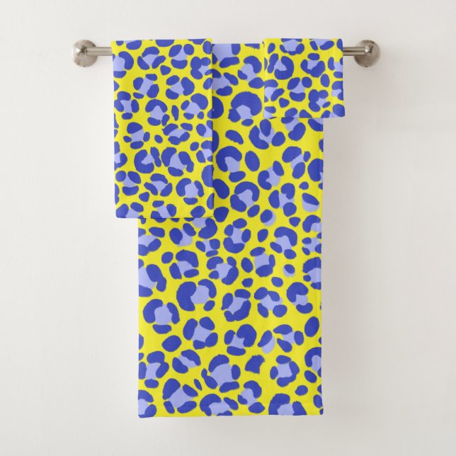 Leopard hellgelb blau badhandtuch set (Insitu)