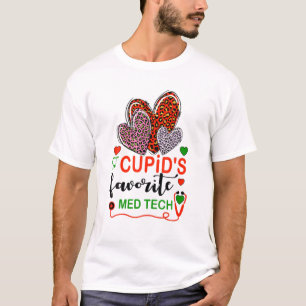 Leopard Herz Cupid's Lieblings Med Tech Valentines T-Shirt