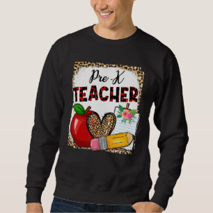 Leopard Herz Pre-K Lehrer Lehrer zurück zu Schoo Sweatshirt