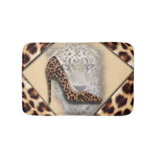 Leopard High Heel & Face Design Badematte