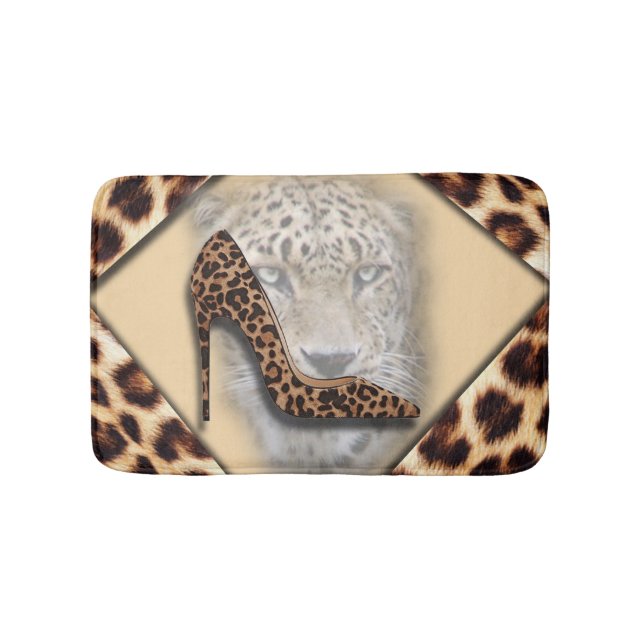Leopard High Heel & Face Design Badematte (Vorderseite)