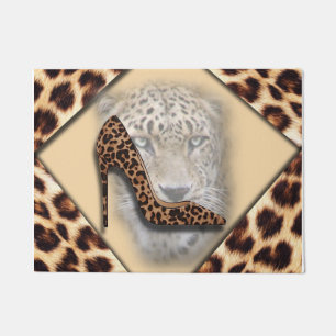 Leopard High Heel & Face Design Fußmatte