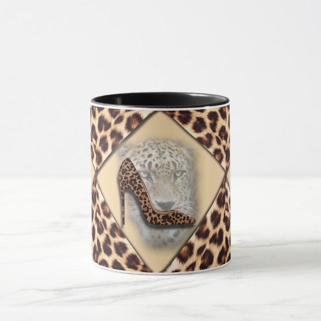 Leopard High Heel & Face Design Tasse (Zentrum)