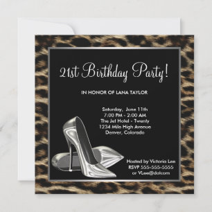 Leopard High Heel Shoe Frauen Geburtstag Einladung