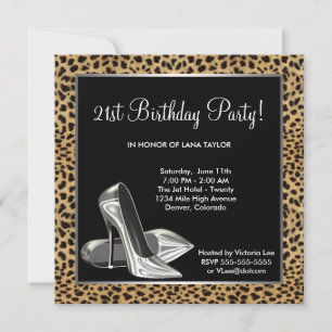 Leopard-High-Heels-Damen-21. Geburtstag Einladung