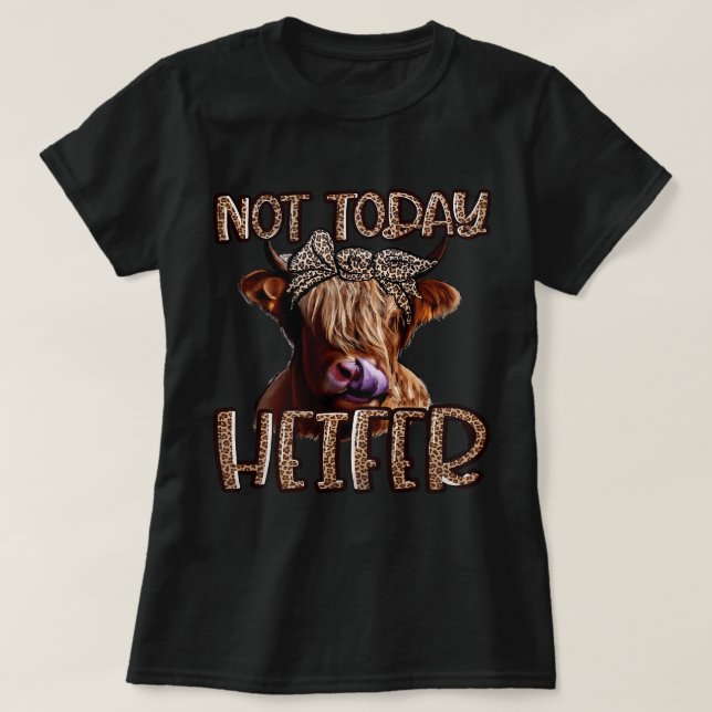 Leopard Highland Cow noch nicht Heifer Western Far T-Shirt (Design vorne)