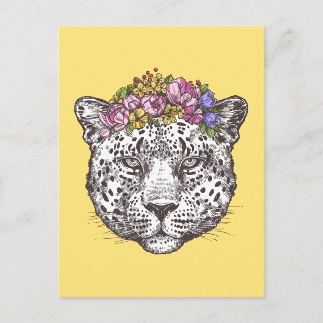 Leopard Hippie Chic Postkarte (Vorderseite)