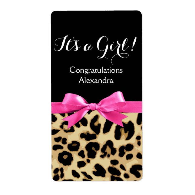 Leopard Hot Pink Bow The a Girl Safari Babydusche (Vorne)