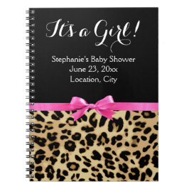 Leopard Hot Pink Bow The a Girl Safari Babydusche Notizblock